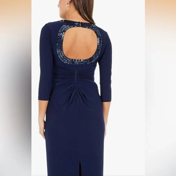 Adrianna papell jersey twist dress in midnight embellished open back NWT sz 8 - Picture 2 of 9